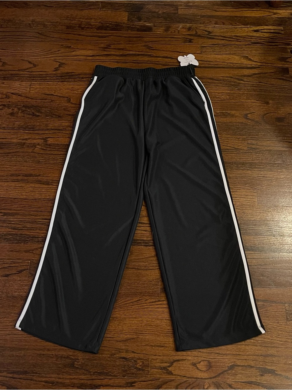 Black Track Pants with White Side Stripe